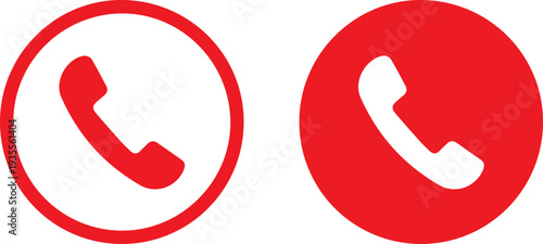 Red telephone icons on white and red backgrounds