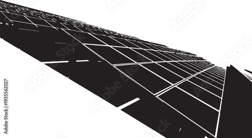 Close-up of solar panel with white lines and grid