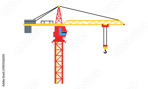 Red and Yellow Tower Crane for High Rise Building Construction