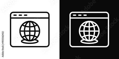Browser Icon In Black And White Filled Style.