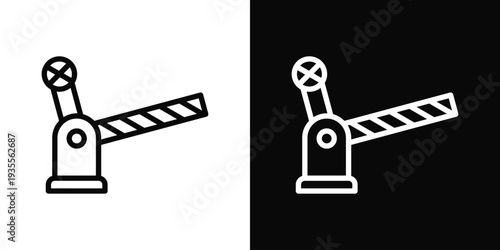 Crossing Icon In Black And White Filled Style.