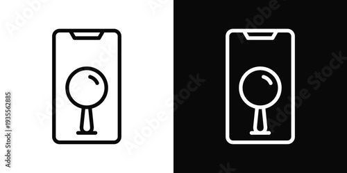 Phone Icon In Black And White Filled Style.