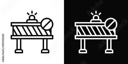 Road Block Icon In Black And White Filled Style.