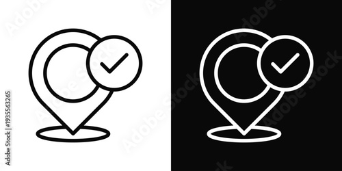 Location Icon In Black And White Filled Style.