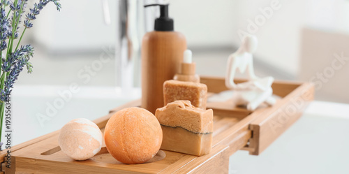 Bath bombs and soap bars on...
