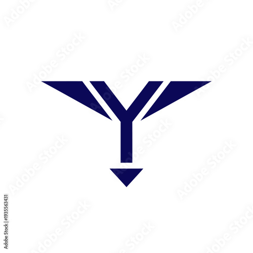 Dark blue geometric Y shape symbol logo