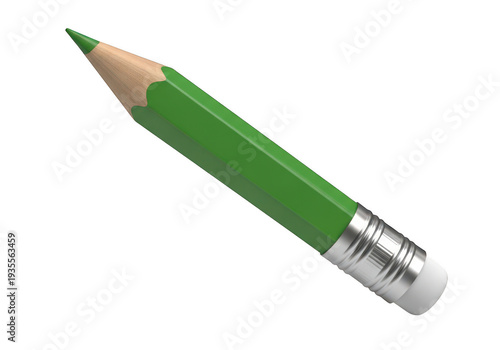 Wallpaper Mural A green pencil with a metallic tip resting on a white background isolated on transparent background Torontodigital.ca