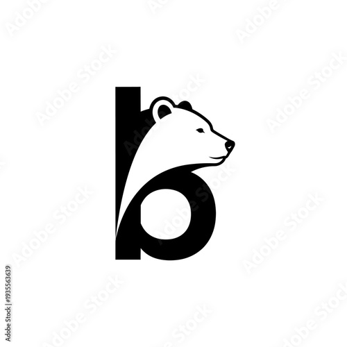 Stylized bear head combined with lowercase letter B logo