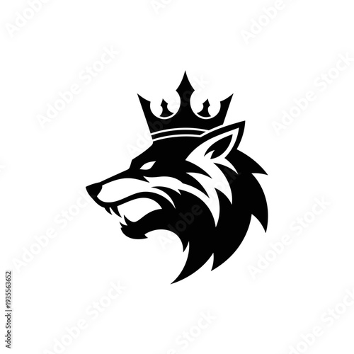 Stylized black wolf head with crown logo