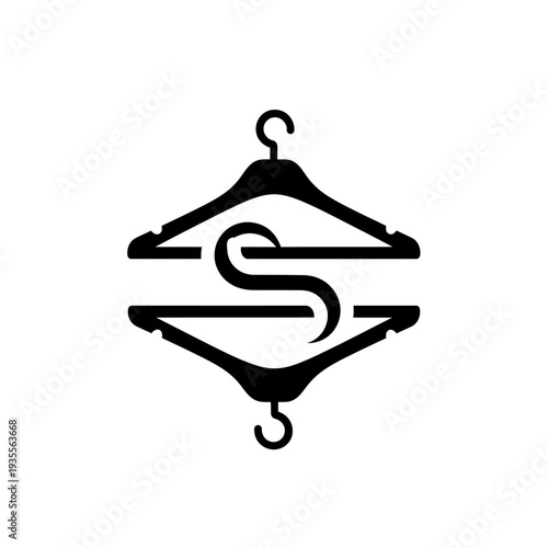 Stylized clothes hangers with letter S initial logo design
