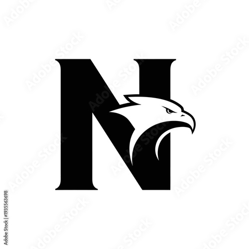 Stylized eagle head integrated into bold letter N logo