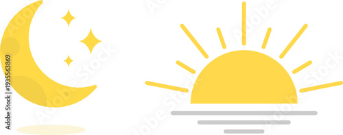 Day and night icons with sun and moon symbols