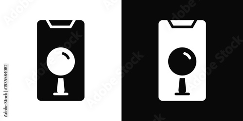 Phone Icon In Black And White Filled Style.