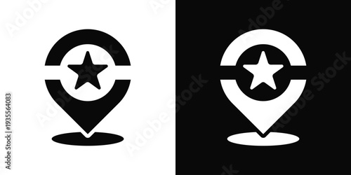 Pin Icon In Black And White Filled Style.