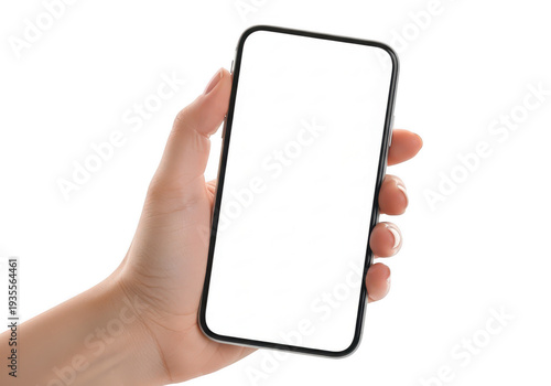 Wallpaper Mural A person holding a smartphone with a white background and a blurred hand isolated on transparent background Torontodigital.ca