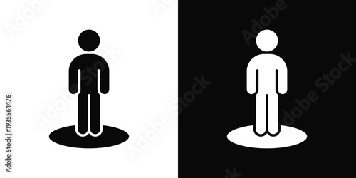 Person Icon In Black And White Filled Style.
