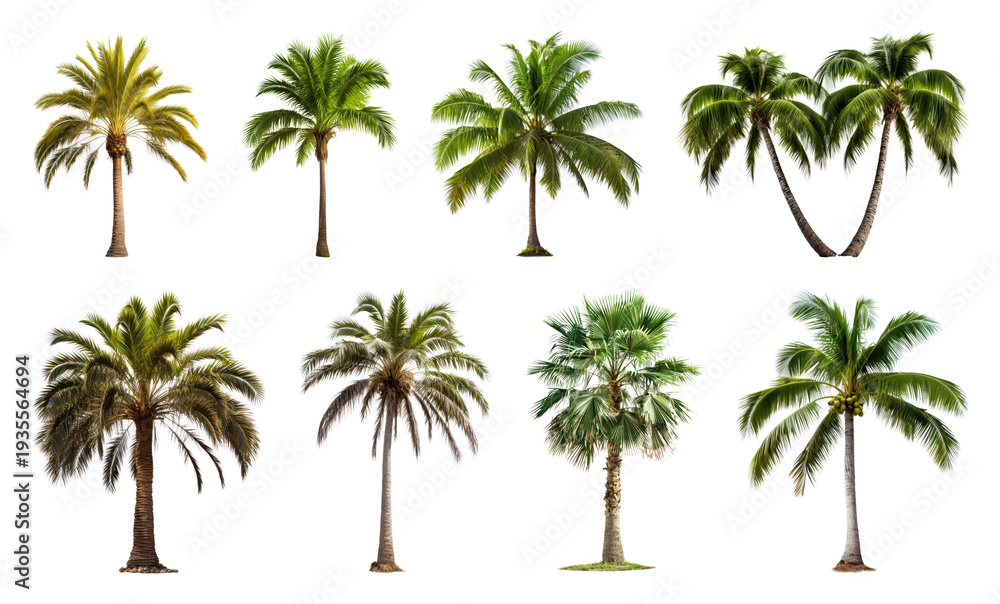 Obraz premium PNG Tropical palm tree collection on transparent background