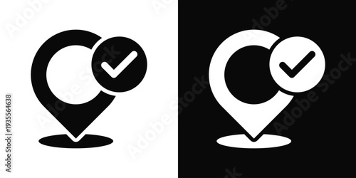Location Icon In Black And White Filled Style.