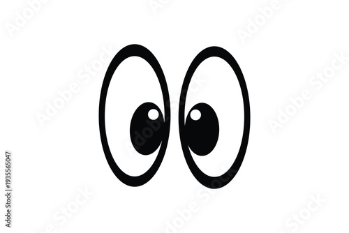 A pair of large, expressive eyes with prominent black pupils and white sclerae. Vector