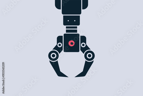 Robotic arm with glowing red eye performing precise tasks