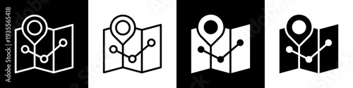 Map Location Icon In Black And White Filled Style.