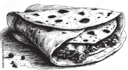 Lavash bread illustration on a white background. This vector illustration can be used in any size you like for advertising, logos, and other work.