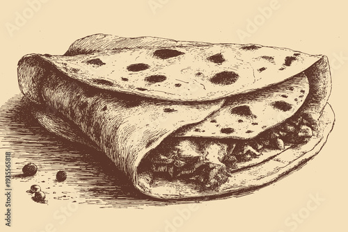 Lavash bread illustration in a vintage style. This vector illustration can be used in any size you like for advertising, logos, and other work.