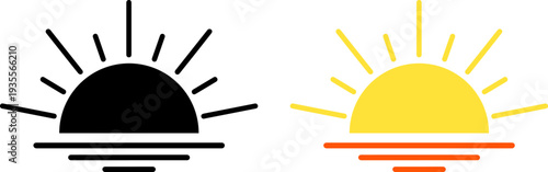 Sunrise icons in black and yellow
