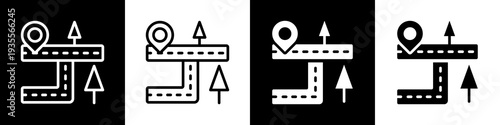 Road Icon In Black And White Filled Style.