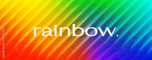 Abstract glowing rainbow gradient background. UV filter striped color background. Horizontal wide graphic with aesthetic ribbed fractal glass effect. Ribbed glass blur template