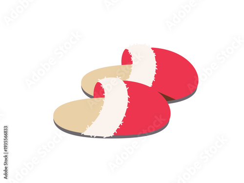 Indoor cozy slippers. Vector color image.