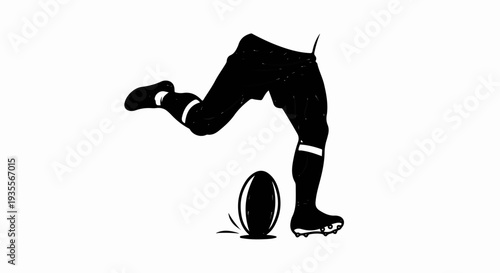 Silhouette of a person kicking a rugby ball during a game