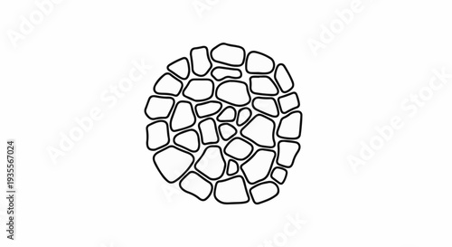 Abstract circular pattern of irregular, dark outlines forming a mosaic effect