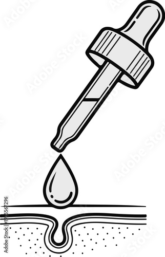 Dropper applying liquid to skin