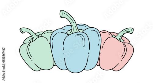 Colorful Bell Peppers Illustration.