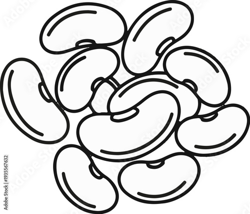 A circular cluster of loosely connected, stylized kidney beans in black outline