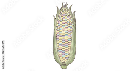 Corn on the Cob with Kernels Visible.