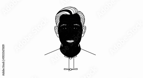 Stylized portrait of an older gentleman's face in black and white