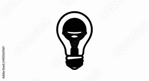Stylized black silhouette of a light bulb with a distinct filament design