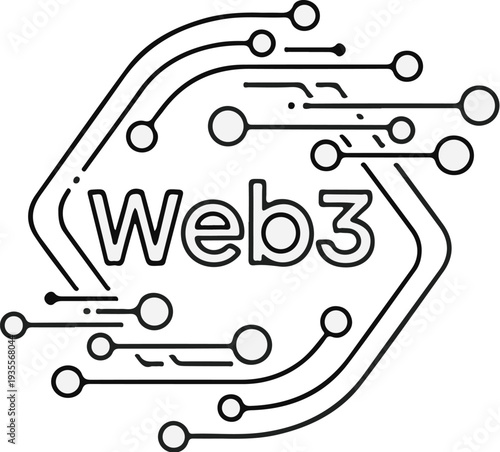 Abstract digital network graphic with the text "Web3" at the center