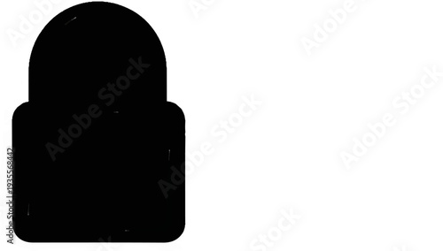 A solid black silhouette of a padlock on a white background