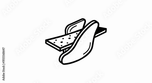 Abstract, minimalist depiction of a small waterslide with textured platform