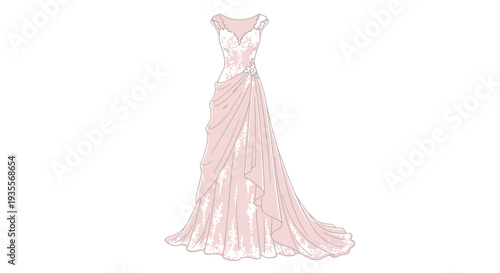 Light Pink Formal Wedding Dress Illustration.