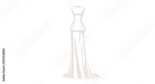 Sleek Elegant Formal Long Gown Illustration.