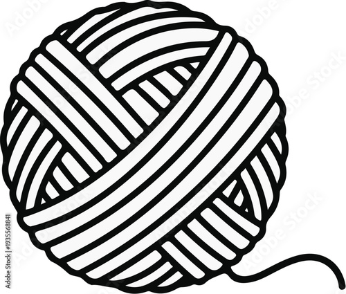Ball of yarn with a loose thread extending to the right
