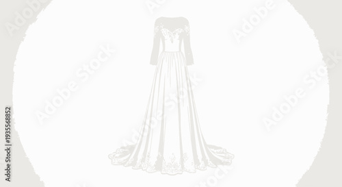 Elegant White Wedding Dress with Long Train.