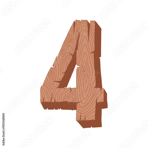 Realistic 3D alphabet character with rough timber wood texture. Isolated on white background. Perfect for construction, carpentry branding, rustic signage, and industrial design. Timber Wood Numbers.