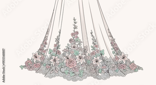 Intricate Lace Fabric with Floral Pattern Design.