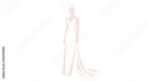 Woman Wearing Elegant White Wedding Dress.