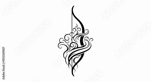 Black tribal design with flowing lines and a central bow shape